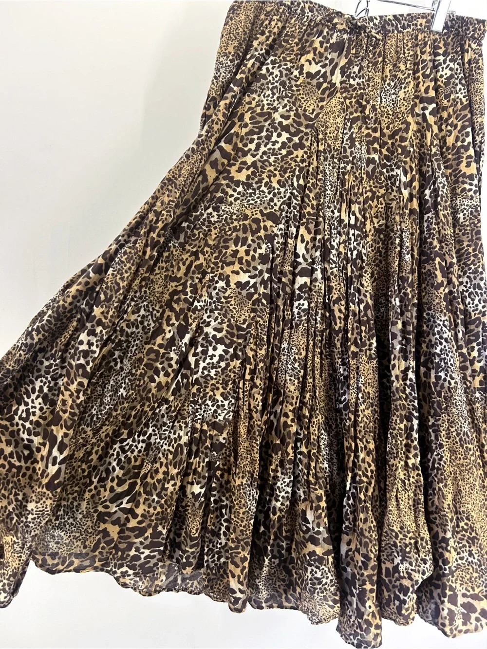 Y2K Grace Elements Leopard Animal Print Full Flowy Cotton Maxi Skirt XL